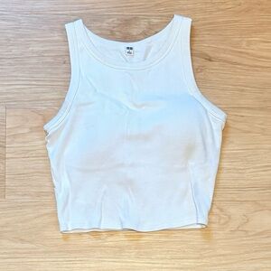 Uniqlo White Ribbed Tank Top